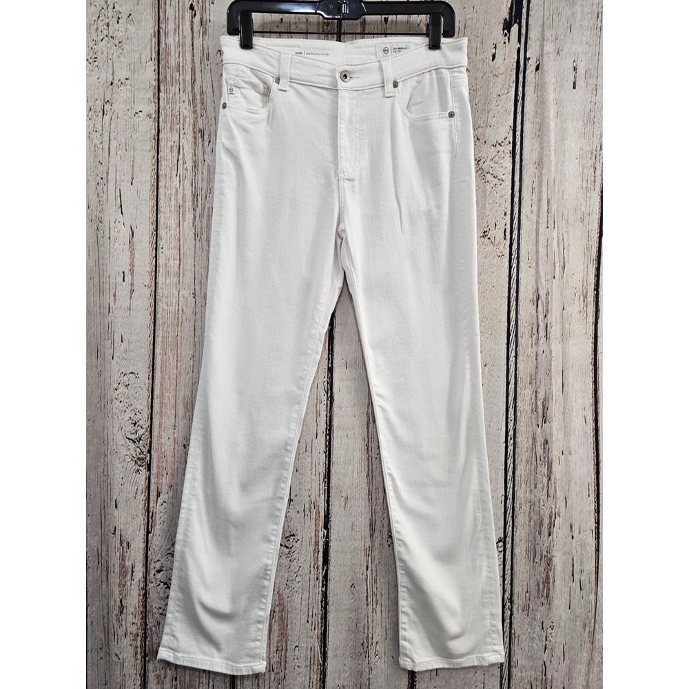 AG Adriano Goldschmied Mari Slim Straight Jeans Womens 27 White Mid Rise Stretch